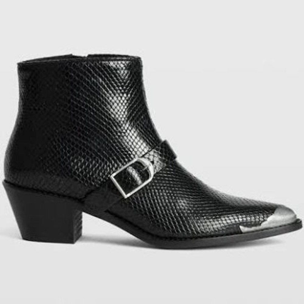 Zadig & Voltaire Women's Black Tylow Ankle Mirror Leather Boots Size 41 NIB